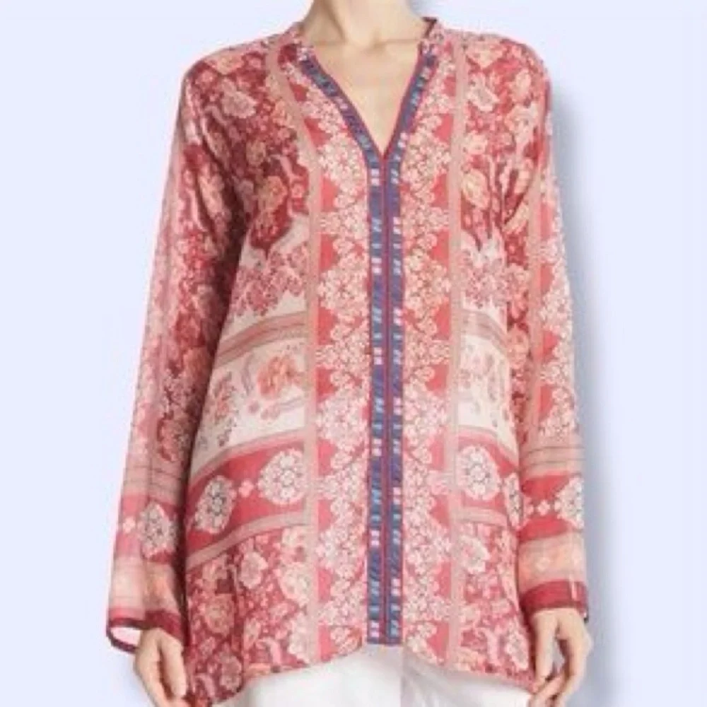 Johnny Was Inca trim blouse NWT